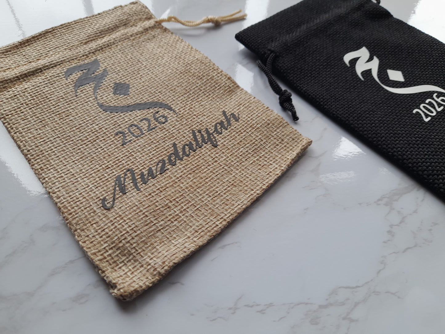 Burlap Hajj Pebble Bag – Personalised Muzdalifah Stone Bag