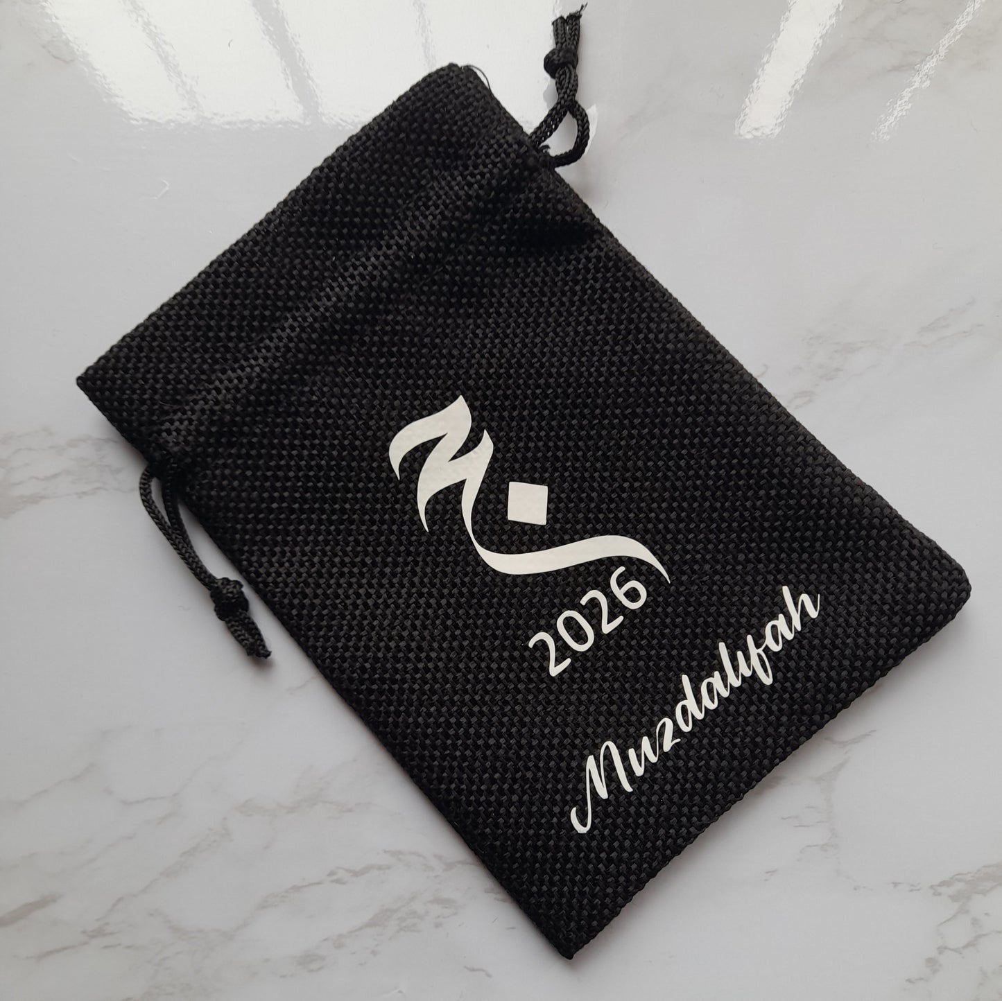 Burlap Hajj Pebble Bag – Personalised Muzdalifah Stone Bag